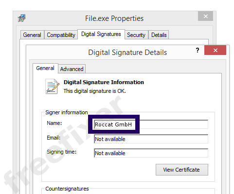Screenshot of the Roccat GmbH certificate